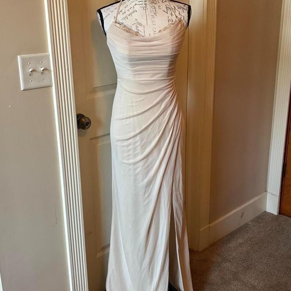 Azazie Women's Cream and Tan Dress